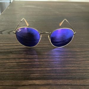 Ray-ban round sunglasses with purple lenses and rose gold frame!